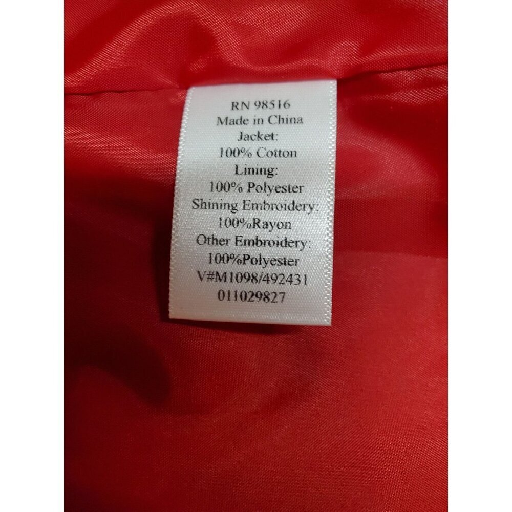 Coldwater Creek Blazer Jacket Womens 10 Red Button Up Lined Embroidered Jacquard - Picture 12 of 16